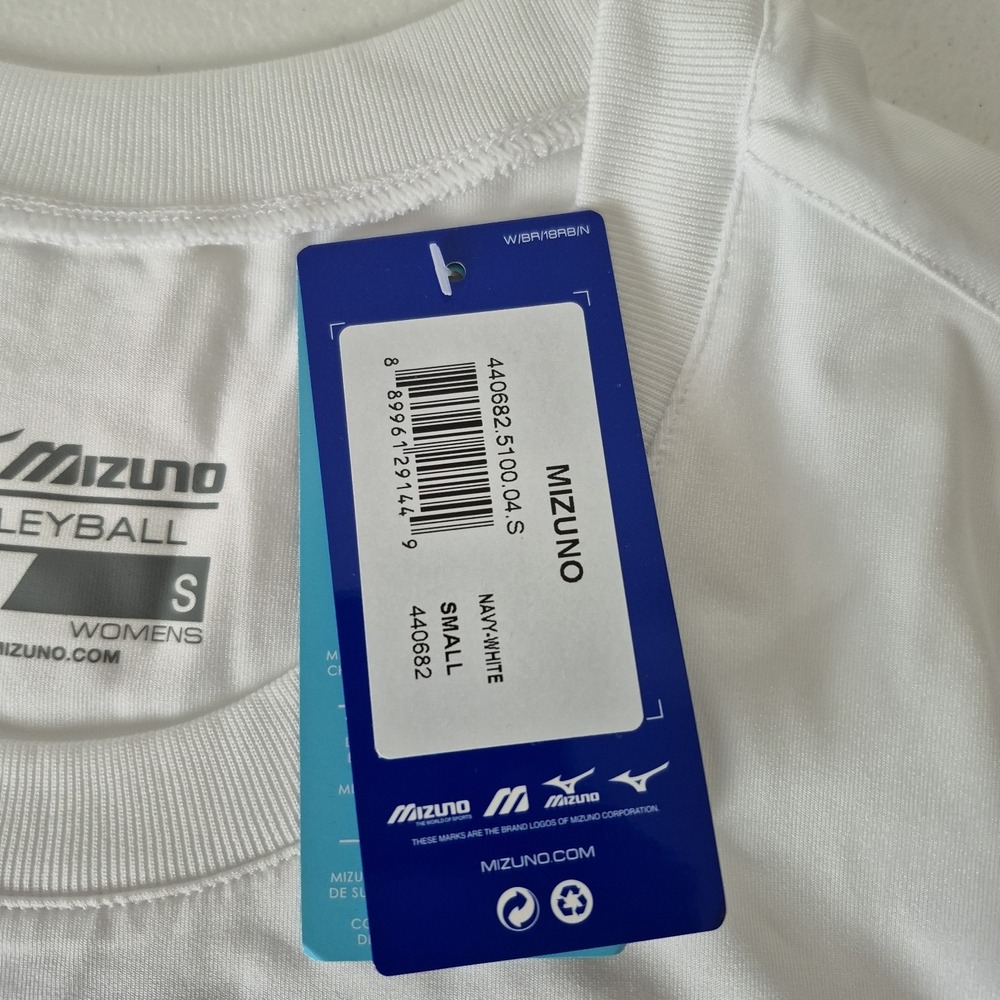 Mizuno Volleball‎ Shirt Womens Small Navy/White Drylite Short Sleeve NEW - Picture 5 of 11
